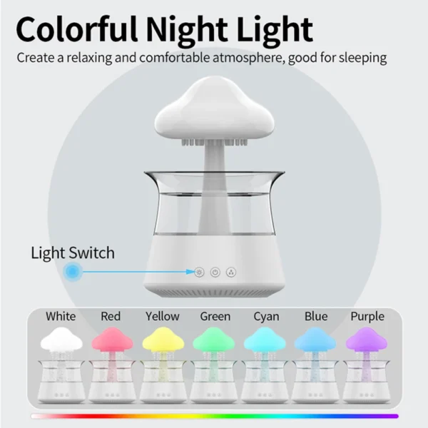 Mushroom Rain Essential Oil Diffusers Colorful Night Light