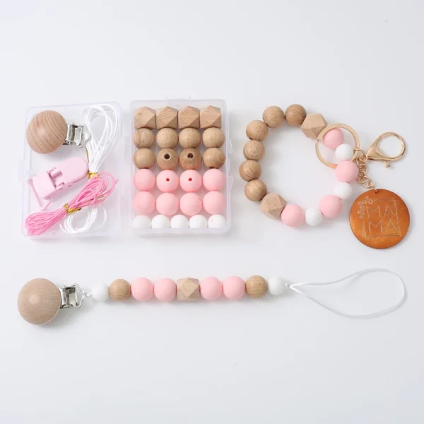 27Pcs/Set DIY Baby Toy Teether Blending Wooden Round Beads